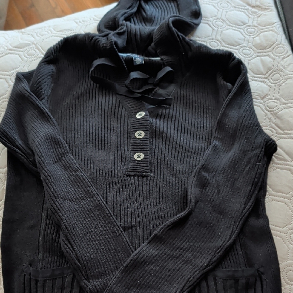 Tommy Hilfiger Black Ribbed V-Neck Sweater